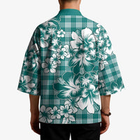 Hibiscus Pakala Aqua Teal Kimono Tropical Floral Stylized - Polynesian Pride