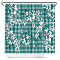 Hibiscus Pakala Aqua Teal Shower Curtain Tropical Floral Stylized - Polynesian Pride