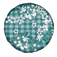 Hibiscus Pakala Aqua Teal Spare Tire Cover Tropical Floral Stylized - Polynesian Pride