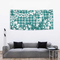 Hibiscus Pakala Aqua Teal Tapestry Tropical Floral Stylized - Polynesian Pride