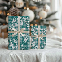 Hibiscus Pakala Aqua Teal Wrapping Paper Tropical Floral Stylized - Polynesian Pride