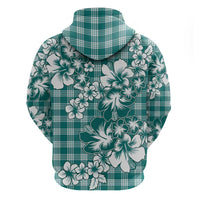 Hibiscus Pakala Aqua Teal Zip Hoodie Tropical Floral Stylized - Polynesian Pride
