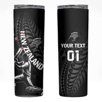 Custom New Zealand Cricket Skinny Tumbler Maori Kiwi Black Fern LT01 Black - Polynesian Pride