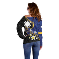 Personalised Nauru Off Shoulder Sweater Naoero Proud Plumeria