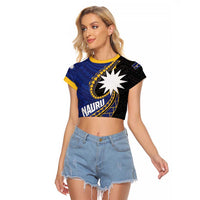 Personalised Nauru Raglan Cropped T Shirt Naoero Proud Plumeria