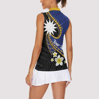Personalised Nauru Women Sleeveless Polo Shirt Naoero Proud Plumeria