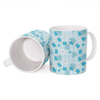 Hawaii Anthurium Tiare Pikake Lei Ceramic Mug UliUli Lauhala Art Pattern