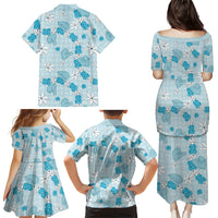 Hawaii Anthurium Tiare Pikake Lei Family Matching Puletasi and Hawaiian Shirt UliUli Lauhala Art Pattern