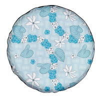 Hawaii Anthurium Tiare Pikake Lei Spare Tire Cover UliUli Lauhala Art Pattern