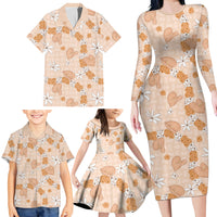 Hawaii Anthurium Tiare Pikake Lei Family Matching Long Sleeve Bodycon Dress and Hawaiian Shirt Alani Lauhala Art Pattern LT01 - Polynesian Pride