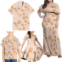 Hawaii Anthurium Tiare Pikake Lei Family Matching Off Shoulder Maxi Dress and Hawaiian Shirt Alani Lauhala Art Pattern LT01 - Polynesian Pride