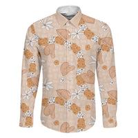 Hawaii Anthurium Tiare Pikake Lei Family Matching Puletasi and Hawaiian Shirt Alani Lauhala Art Pattern