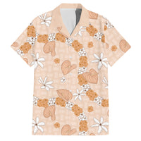 Hawaii Anthurium Tiare Pikake Lei Family Matching Tank Maxi Dress and Hawaiian Shirt Alani Lauhala Art Pattern LT01 Dad's Shirt - Short Sleeve Orange - Polynesian Pride