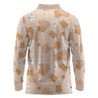 Hawaii Anthurium Tiare Pikake Lei Long Sleeve Polo Shirt Alani Lauhala Art Pattern