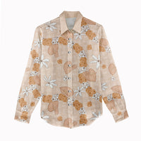 Hawaii Anthurium Tiare Pikake Lei Women Casual Shirt Alani Lauhala Art Pattern