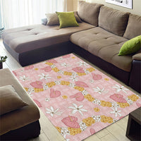 Hawaii Anthurium Tiare Pikake Lei Area Rug Akala Lauhala Art Pattern