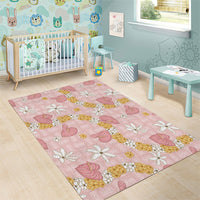Hawaii Anthurium Tiare Pikake Lei Area Rug Akala Lauhala Art Pattern