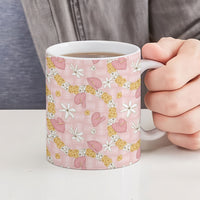 Hawaii Anthurium Tiare Pikake Lei Ceramic Mug Akala Lauhala Art Pattern