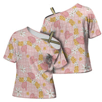 Hawaii Anthurium Tiare Pikake Lei Cross Shoulder Shirt Akala Lauhala Art Pattern
