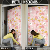 Hawaii Anthurium Tiare Pikake Lei Door Cover Akala Lauhala Art Pattern