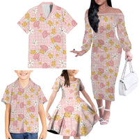 Hawaii Anthurium Tiare Pikake Lei Family Matching Off The Shoulder Long Sleeve Dress and Hawaiian Shirt Akala Lauhala Art Pattern LT01 - Polynesian Pride