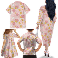 Hawaii Anthurium Tiare Pikake Lei Family Matching Off The Shoulder Long Sleeve Dress and Hawaiian Shirt Akala Lauhala Art Pattern LT01 - Polynesian Pride
