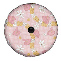 Hawaii Anthurium Tiare Pikake Lei Spare Tire Cover Akala Lauhala Art Pattern