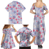 Hawaii Anthurium Tiare Pikake Lei Family Matching Summer Maxi Dress and Hawaiian Shirt Poni Lauhala Art Pattern LT01 - Polynesian Pride