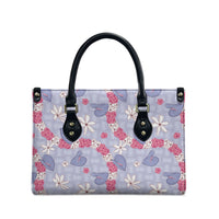 Hawaii Anthurium Tiare Pikake Lei Leather Bag Poni Lauhala Art Pattern