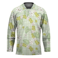 Hawaii Anthurium Tiare Pikake Lei Hockey Jersey Sage Green Lauhala Art Pattern