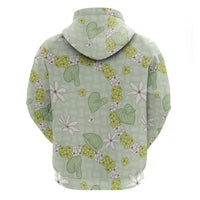 Hawaii Anthurium Tiare Pikake Lei Hoodie Sage Green Lauhala Art Pattern