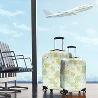 Hawaii Anthurium Tiare Pikake Lei Luggage Cover Sage Green Lauhala Art Pattern