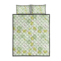 Hawaii Anthurium Tiare Pikake Lei Quilt Bed Set Sage Green Lauhala Art Pattern