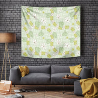 Hawaii Anthurium Tiare Pikake Lei Tapestry Sage Green Lauhala Art Pattern