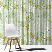Hawaii Anthurium Tiare Pikake Lei Window Curtain Sage Green Lauhala Art Pattern