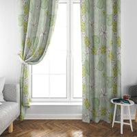 Hawaii Anthurium Tiare Pikake Lei Window Curtain Sage Green Lauhala Art Pattern