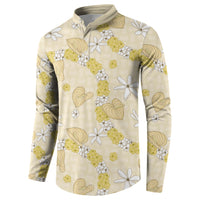 Hawaii Anthurium Tiare Pikake Lei Button Sweatshirt Melemele Lauhala Art Pattern