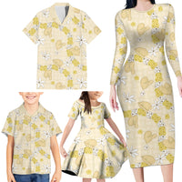 Hawaii Anthurium Tiare Pikake Lei Family Matching Long Sleeve Bodycon Dress and Hawaiian Shirt Melemele Lauhala Art Pattern LT01 - Polynesian Pride