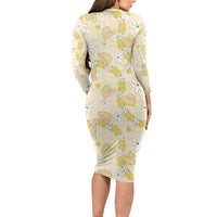 Hawaii Anthurium Tiare Pikake Lei Family Matching Long Sleeve Bodycon Dress and Hawaiian Shirt Melemele Lauhala Art Pattern LT01 - Polynesian Pride