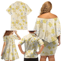 Hawaii Anthurium Tiare Pikake Lei Family Matching Off Shoulder Short Dress and Hawaiian Shirt Melemele Lauhala Art Pattern LT01 - Polynesian Pride