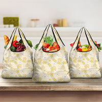 Hawaii Anthurium Tiare Pikake Lei Grocery Bag Melemele Lauhala Art Pattern