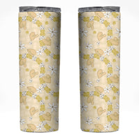 Hawaii Anthurium Tiare Pikake Lei Skinny Tumbler Melemele Lauhala Art Pattern