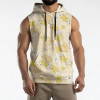 Hawaii Anthurium Tiare Pikake Lei Sleeveless Hoodie Melemele Lauhala Art Pattern