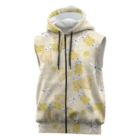 Hawaii Anthurium Tiare Pikake Lei Sleeveless Zip Hoodie Melemele Lauhala Art Pattern