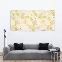 Hawaii Anthurium Tiare Pikake Lei Tapestry Melemele Lauhala Art Pattern