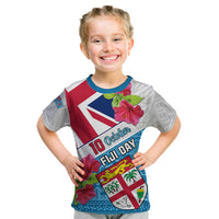 Fiji Day Kid T Shirt Fijian Hibiscus Special Version LT01 White - Polynesian Pride