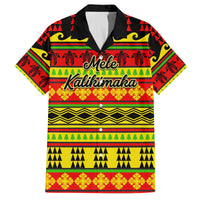 Custom Hawaii Christmas Family Matching Off Shoulder Short Dress and Hawaiian Shirt Hawaiian Quilt Pattern Reggae Version LT01 Dad's Shirt - Short Sleeve Art - Polynesian Pride