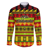 Custom Hawaii Christmas Family Matching Off Shoulder Short Dress and Hawaiian Shirt Hawaiian Quilt Pattern Reggae Version LT01 Dad's Shirt - Long Sleeve Art - Polynesian Pride