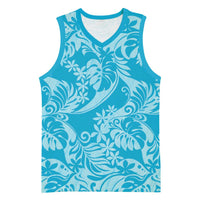 Tahiti Ninamu Tiare Floral Basketball Jersey Monstera Palm Tropical Leaves - Polynesian Pride