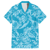 Tahiti Ninamu Tiare Floral Family Matching Off The Shoulder Long Sleeve Dress and Hawaiian Shirt Monstera Palm Tropical Leaves - Polynesian Pride